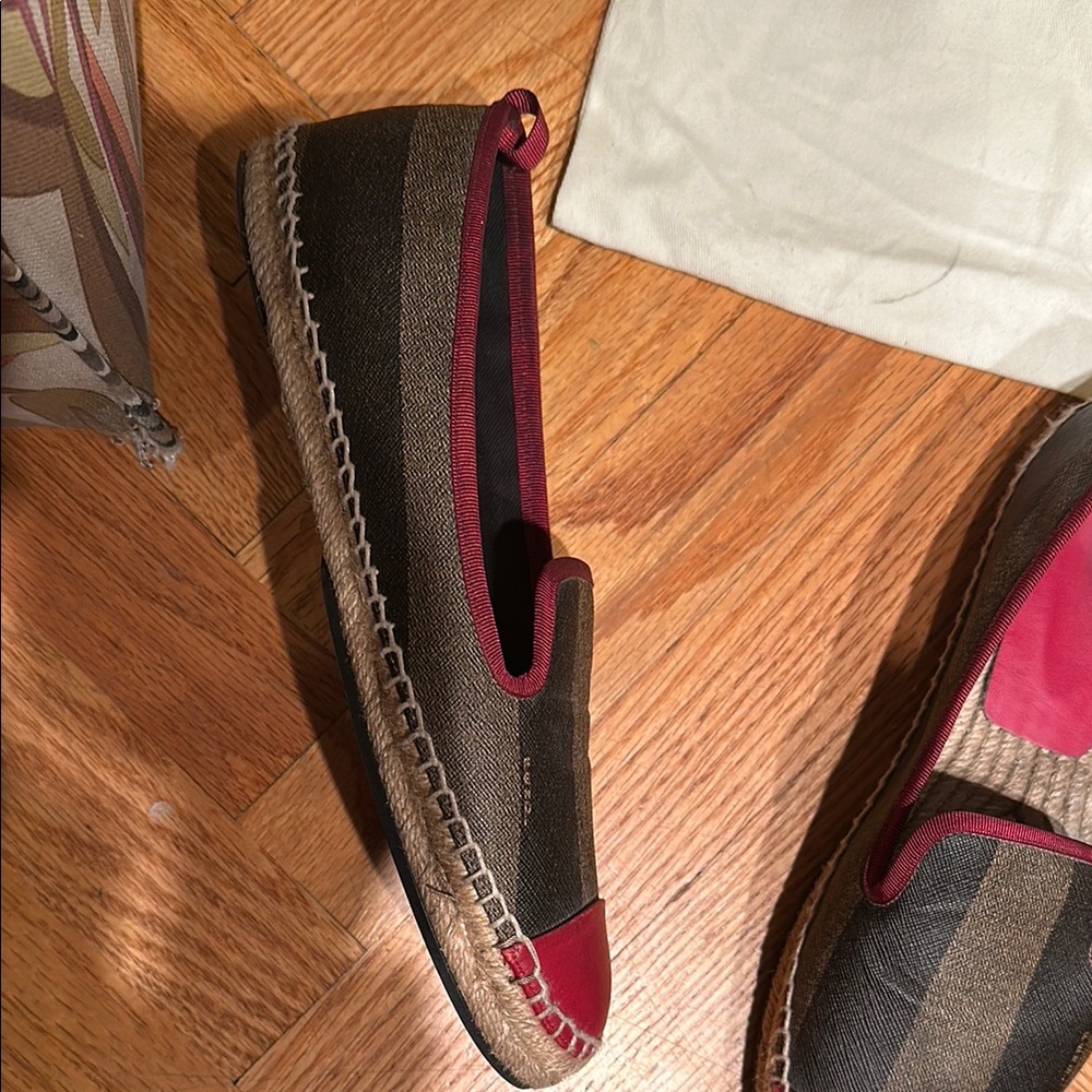Fendi Dequin Stripe Espadrille Red and Black Espadrilles - new condition - EU 42 - Picture 7 of 9
